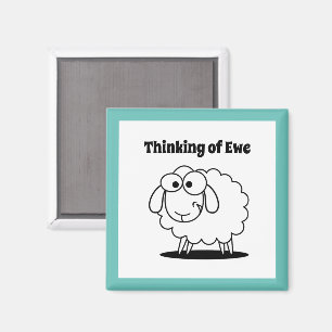 Denken an Ewe Lamb Sheep Niedlichen Cartoon Magnet