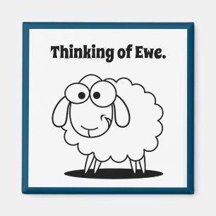 Denken an Ewe Lamb Sheep Niedlichen Cartoon Magnet