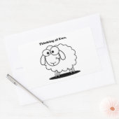 Denken an Ewe Lamb Sheep Niedlichen Cartoon Rechteckiger Aufkleber (Umschlag)