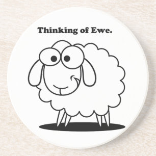 Denken an Ewe Lamb Sheep Niedlichen Cartoon Untersetzer