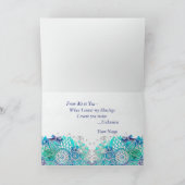 Denken an Sie blau und aquamarinen BlumenMandala Karte (Innenseite)