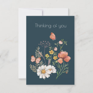 Denken an Sie Botanische Wildblume Boho Dankeskarte