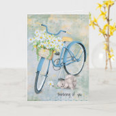 Denken an Sie Fahrrad mit Katze Karte (Gelbe Blume)