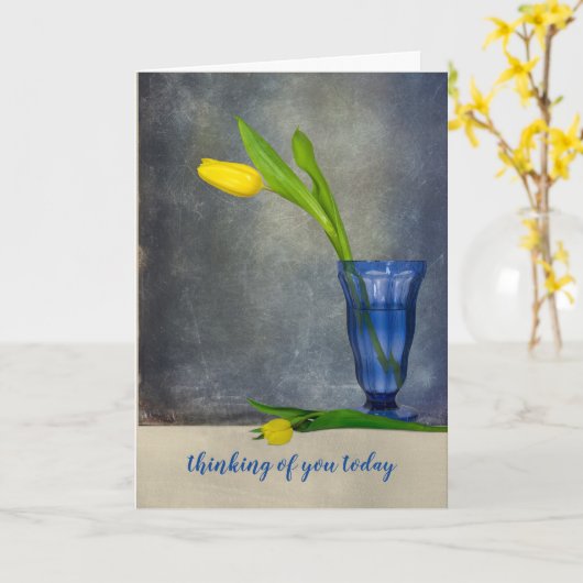 Denken an Sie-gelbe Tulpe im Eiscremebecherglas Karte (Gelbe Blume)