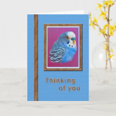 Denken an Sie Karte mit blauem Parakeet (Gelbe Blume)