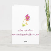 Denken an Sie Rosa-Kosmos-Blumewatercolor-Kunst Karte (Rückseite)