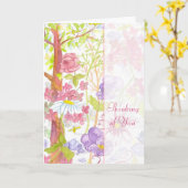 Denken an Sie Rosa-Rosen-Stiefmütterchen-Blätter Karte (Gelbe Blume)