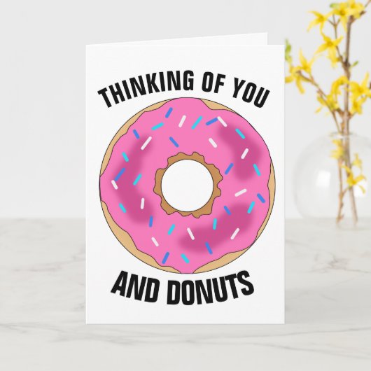 DENKEN AN SIE UND DONUTS Funny Grußkarten Karte (Gelbe Blume)