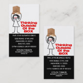 Denken außerhalb der Box-Cartoon-Visitenkarte Visitenkarte (Vorne/Hinten)