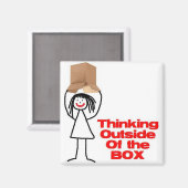 Denken außerhalb des Box-Cartoon Magnet (Vorderseite/Rückseite)