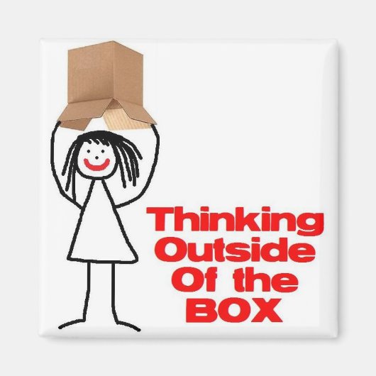 Denken außerhalb des Box-Cartoon Magnet (Vorne)