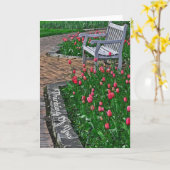 "DENKEN"/BENCH IN PARK MIT PINKTULIPS KARTE (Gelbe Blume)