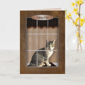 Denken - Cat Looking out Window Karte (Gelbe Blume)