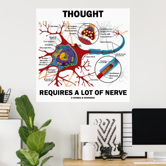 Denken erfordert eine Menge Nerv (Neuron/Synapse) Poster (Heimbüro)