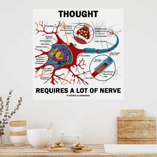 Denken erfordert eine Menge Nerv (Neuron/Synapse) Poster (Küche)