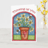 Denken - Grußkarte Karte (Gelbe Blume)