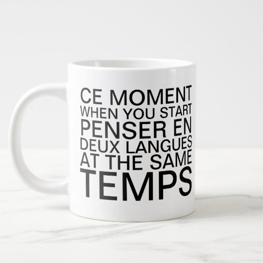 Denken in Französisch und Englisch Grammar Typogra Jumbo-Tasse (Links)