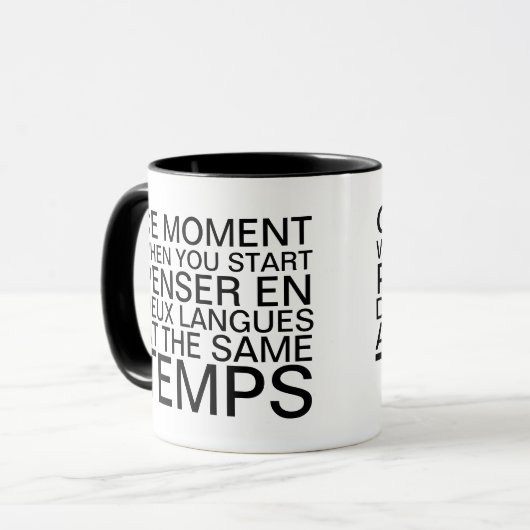 Denken in Französisch und Englisch Grammar Typogra Tasse (Vorderseite Links)