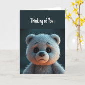 Denken macht mich traurig Niedlichen Teddybär Karte (Gelbe Blume)