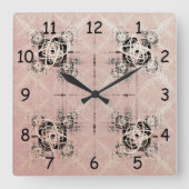 Denken Pastel Drehungen Square Clock Quadratische Wanduhr (Vorderseite)