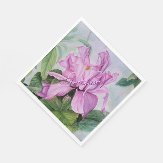 DENKEN PINK ORCHID BIRTHDAY PARTY MONOGRAM SERVIETTE (Ecke)