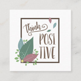 Denken positive Motivation Zitat feather boho Quadratische Visitenkarte