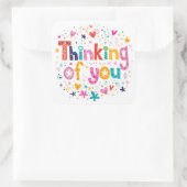 Denken Quadratischer Aufkleber (Tasche)