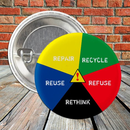 DENKEN Recycle, ReUse, ReFuse, Rethink /Retten Pla Button