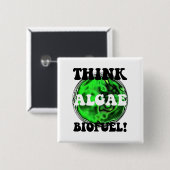 Denken Sie Algenbiologischen brennstoff! Button (Vorne & Hinten)