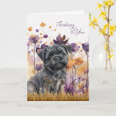 Denken Sie an Affenpinscher Hund Purple Flowers Karte (Gelbe Blume)