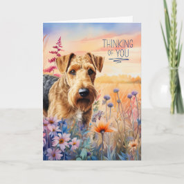 Denken Sie an Airedale Terrier Dog Blume Karte