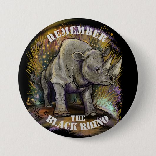 Denken Sie an Black Rhino Button (Vorderseite)