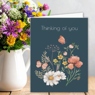 Denken Sie an Botanische Wildblume Blume Boho Dankeskarte