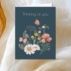 Denken Sie an Botanische Wildblume Blume Boho Dankeskarte