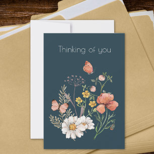 Denken Sie an Botanische Wildblume Blume Boho Dankeskarte