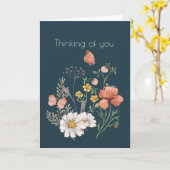 Denken Sie an Botanische Wildblume Blume Boho Karte (Gelbe Blume)