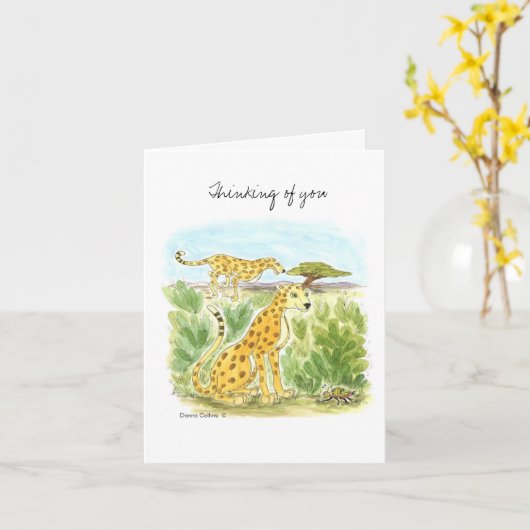 Denken Sie an Cheetah Note Card Karte (Gelbe Blume)