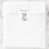Denken Sie an Chihuahua-Welpensticker Quadratischer Aufkleber (Tasche)