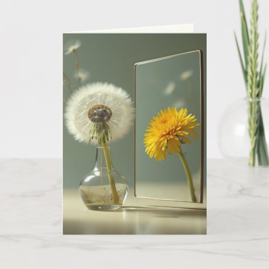 Denken Sie an Dandelion Reflection in a Mirror Karte (Vorderseite)