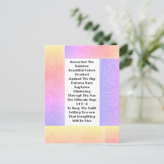 Denken Sie an den Regenbogen Postkarte (Stehend Vorderseite)