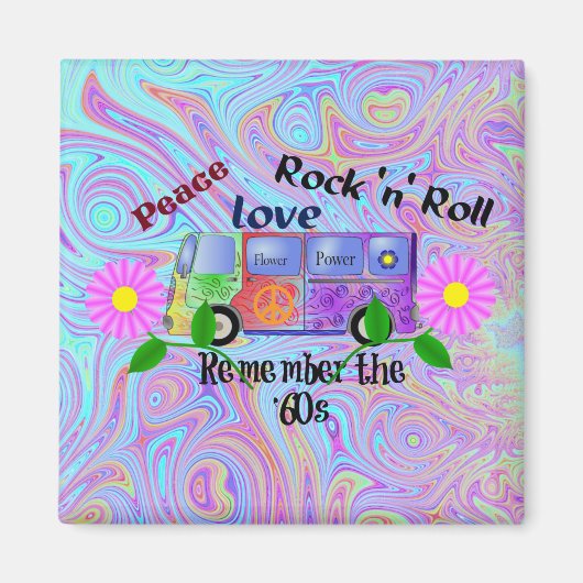 Denken Sie an die 60er, psychedelisches Design, Magnet (Vorne)