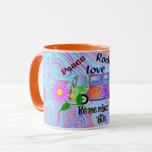 Denken Sie an die 60er, psychedelisches Design, Tasse (Vorderseite Links)