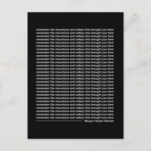 Denken Sie an die Berge und Täler Postkarte