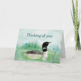 Denken Sie an die Watercolor Loon Bird Nature Karte