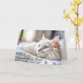 Denken Sie an die weiße Katze im Bett Karte (Gelbe Blume)