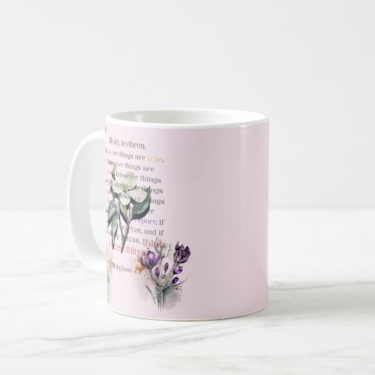 Denken Sie an diese Dinge-Schrift Kaffeetasse (Vorderseite Links)