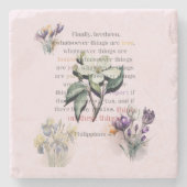 Denken Sie an diese Dinge-Schrift Steinuntersetzer (Vorderseite)