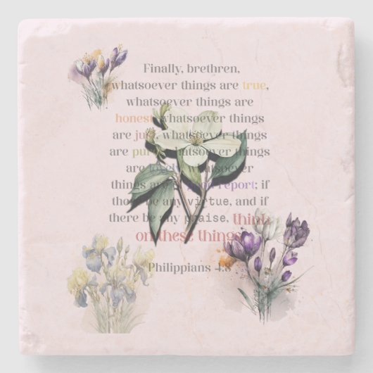 Denken Sie an diese Dinge-Schrift Steinuntersetzer (Vorderseite)