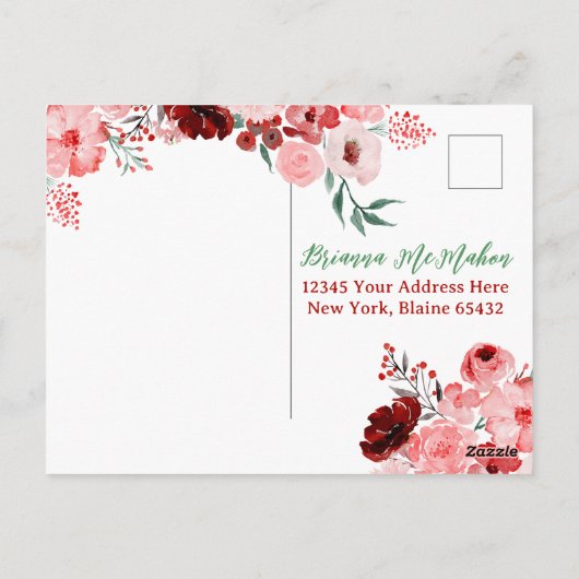 Denken Sie an diese Weihnachts-Wasserfarben-Blume Postkarte (Rückseite)