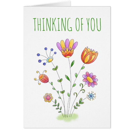 Denken Sie an Doodle Blume Freundschaftskarte (Vorne)
